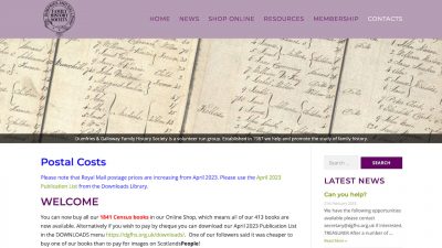 Dumfries and Galloway Family History Society web design